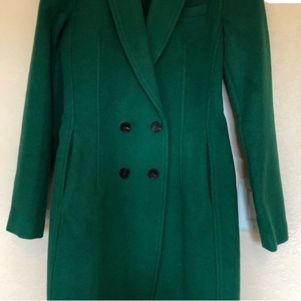 Like New! JBNY Handmade Wool Coat -Elegant Green Double-Breasted Women's Coat - Picture 8 of 8